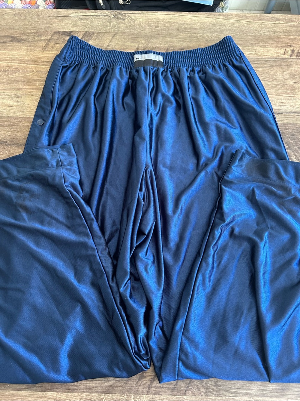 Vintage 90s Nike Men's Tearaway Basketball Pants Navy Satin Lined Men’s Large